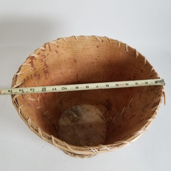 Handmade Birch Wood Garbage Can Native White Brown - Picture 12 of 14